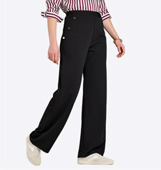 Scuba Crepe Textured Pull On Trouser with Gold Button Detail - LT346